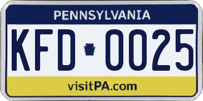 PA license plate KFD0025
