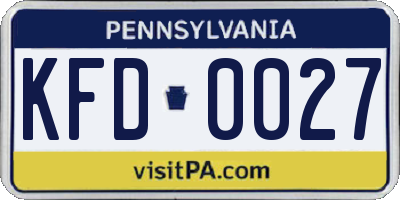 PA license plate KFD0027