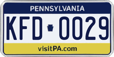 PA license plate KFD0029