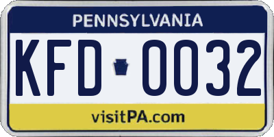 PA license plate KFD0032