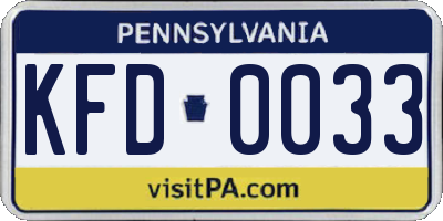 PA license plate KFD0033