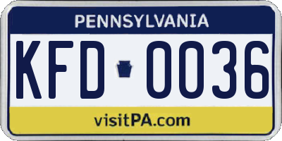 PA license plate KFD0036