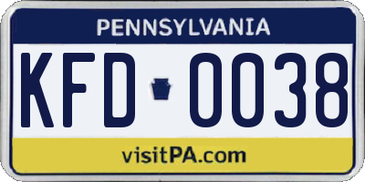 PA license plate KFD0038
