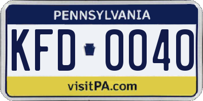 PA license plate KFD0040
