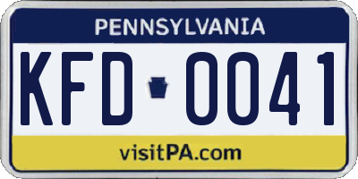 PA license plate KFD0041
