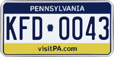 PA license plate KFD0043