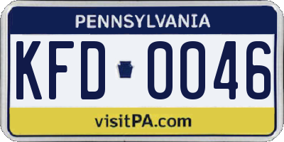 PA license plate KFD0046