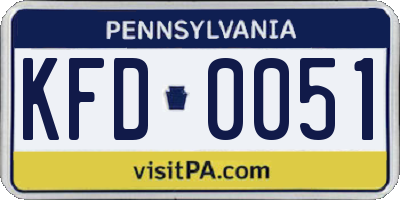 PA license plate KFD0051