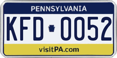 PA license plate KFD0052