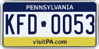 PA license plate KFD0053