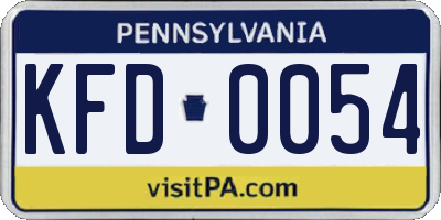 PA license plate KFD0054