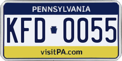 PA license plate KFD0055