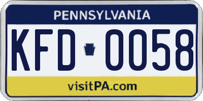 PA license plate KFD0058