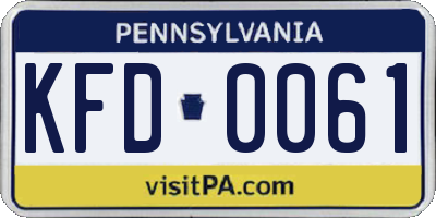 PA license plate KFD0061