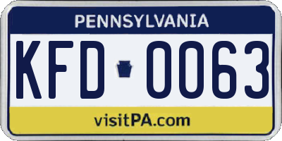 PA license plate KFD0063