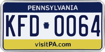 PA license plate KFD0064
