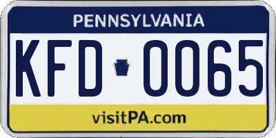 PA license plate KFD0065
