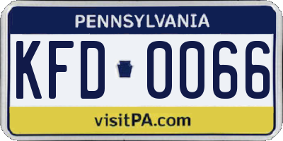 PA license plate KFD0066