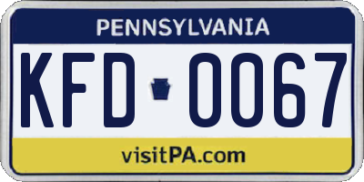 PA license plate KFD0067