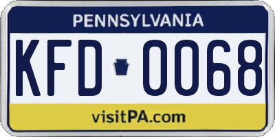 PA license plate KFD0068