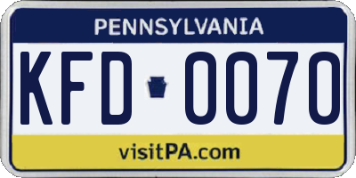 PA license plate KFD0070