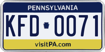 PA license plate KFD0071