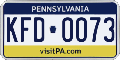 PA license plate KFD0073