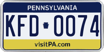 PA license plate KFD0074
