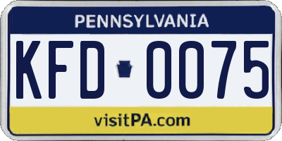 PA license plate KFD0075