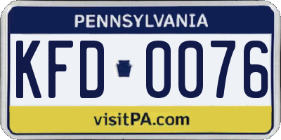PA license plate KFD0076