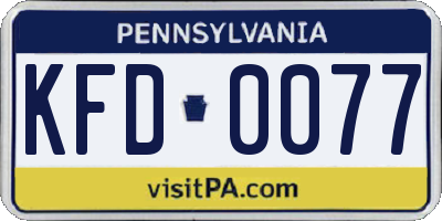 PA license plate KFD0077