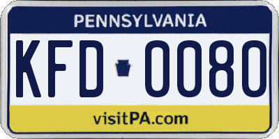 PA license plate KFD0080
