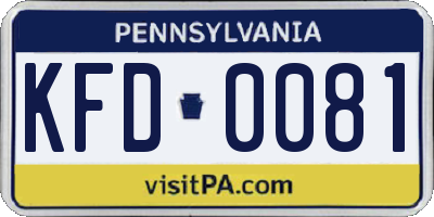 PA license plate KFD0081