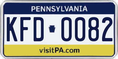 PA license plate KFD0082