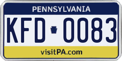 PA license plate KFD0083