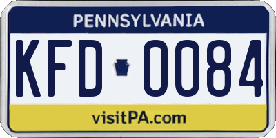 PA license plate KFD0084