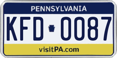 PA license plate KFD0087