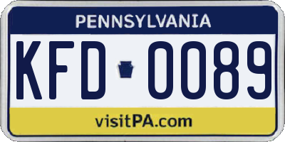 PA license plate KFD0089