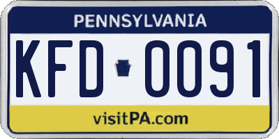 PA license plate KFD0091