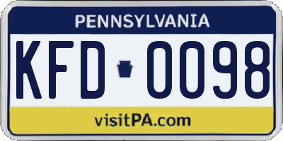 PA license plate KFD0098