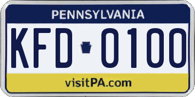 PA license plate KFD0100
