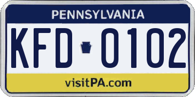 PA license plate KFD0102