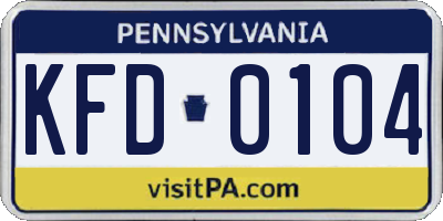 PA license plate KFD0104