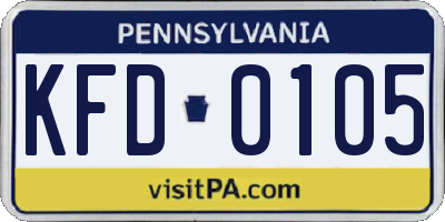 PA license plate KFD0105