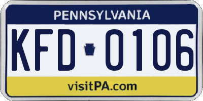 PA license plate KFD0106