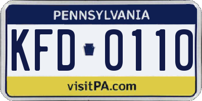 PA license plate KFD0110