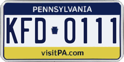PA license plate KFD0111