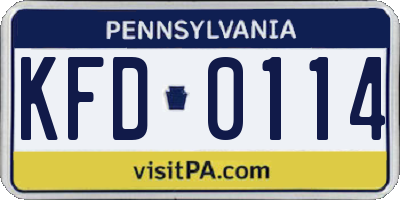 PA license plate KFD0114