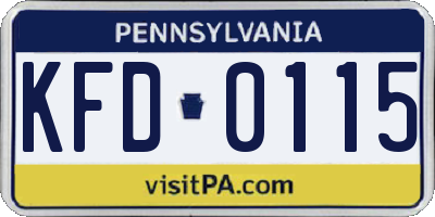 PA license plate KFD0115