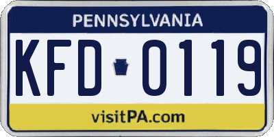 PA license plate KFD0119